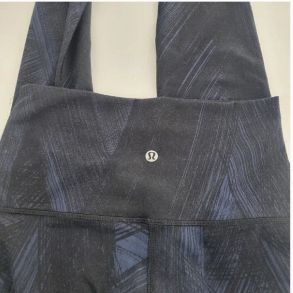 Lululemon Align High Rise Pants Black Blue Abstract Leaf Print Leggings Size 4 - Picture 5 of 5